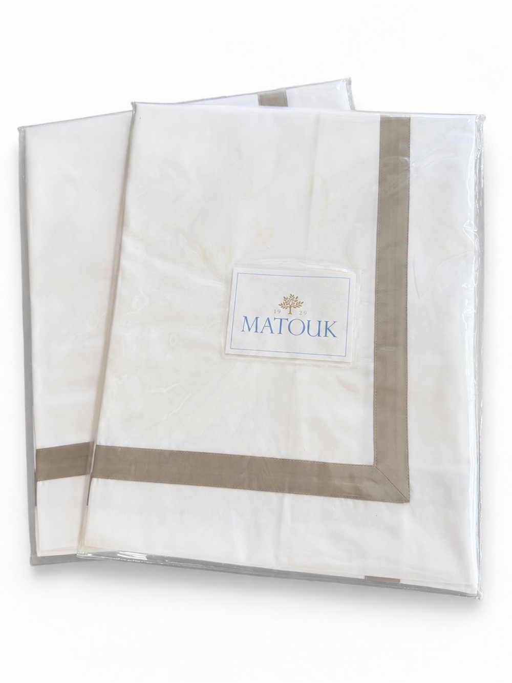 Matouk Lowell Standard Shams Pair Khaki 600TC Egyptian Cotton Percale New